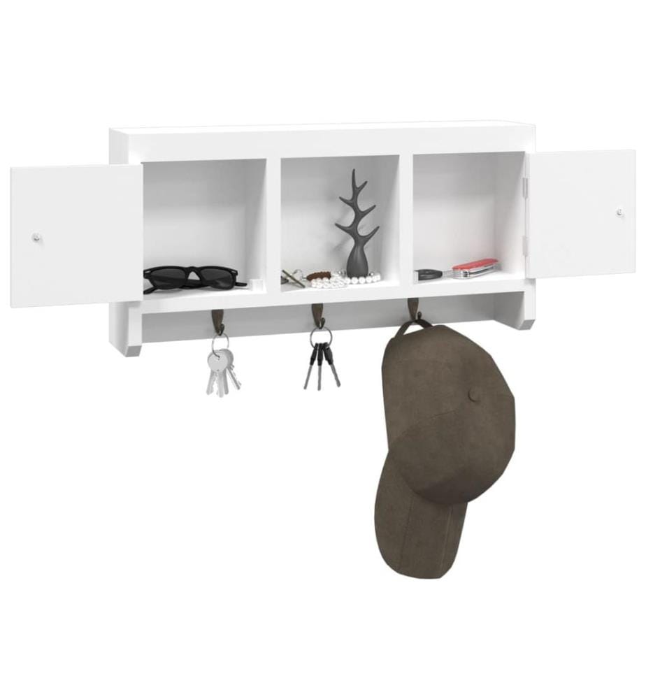 Armoire à clés Blanc 40x8,5x20 cm Bois d'ingénierie et acier