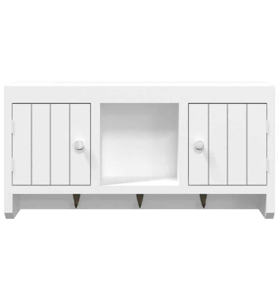 Armoire à clés Blanc 40x8,5x20 cm Bois d'ingénierie et acier