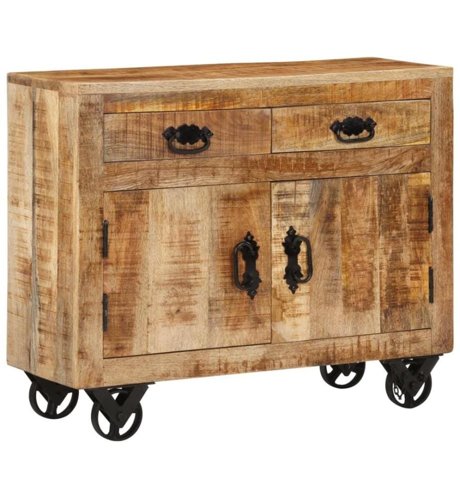 Sideboard 80x30x65 cm Massives Raues Mangoholz