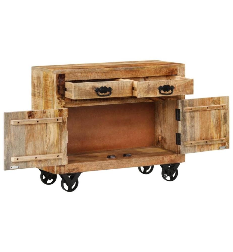 Sideboard 80x30x65 cm Massives Raues Mangoholz