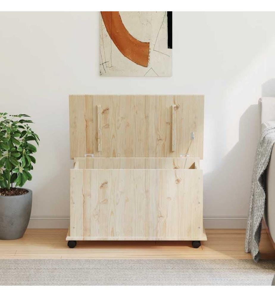 Truhe mit Rollen ALTA 73x39,5x43 cm Massivholz Kiefer