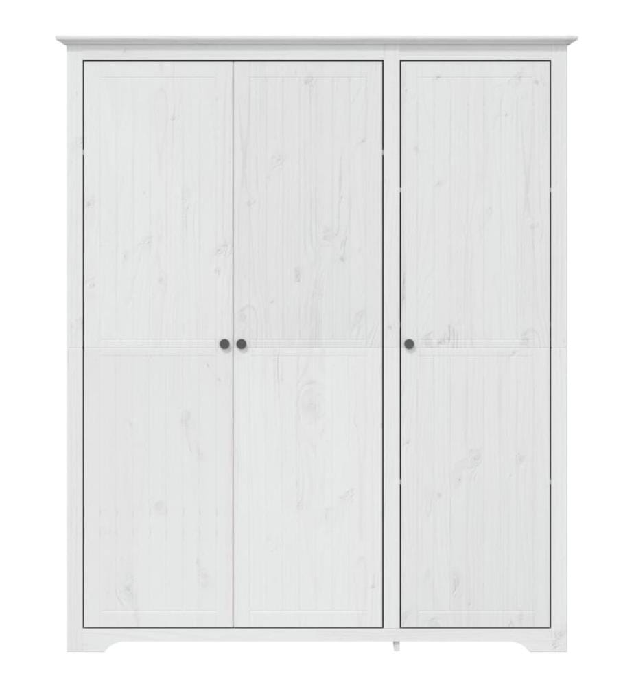 Garde-robe BODO blanc 146x53,5x173 cm bois massif de pin