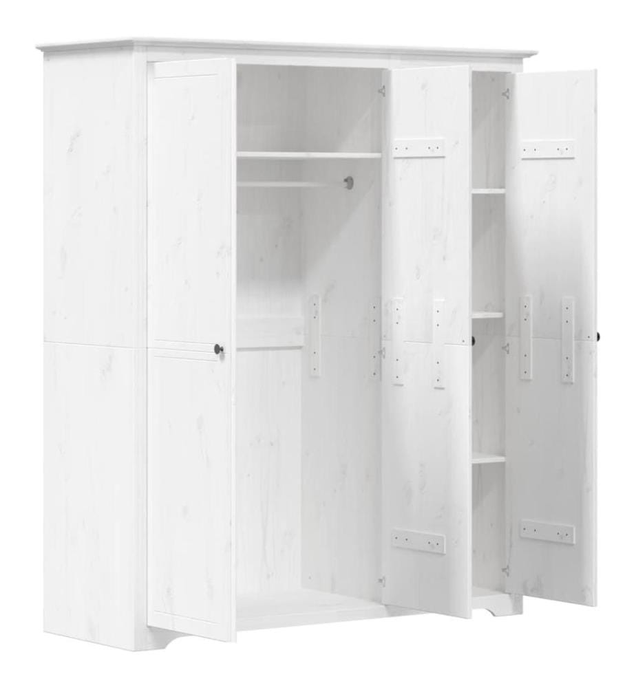 Garde-robe BODO blanc 146x53,5x173 cm bois massif de pin