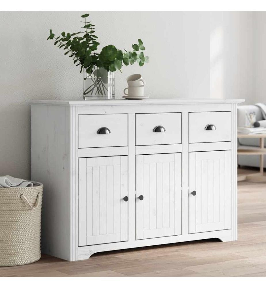 Buffet BODO blanc 115,5x44x80 cm bois massif de pin