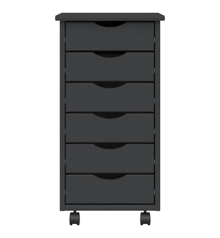 Armoire roulante avec tiroirs MOSS gris bois de pin solide