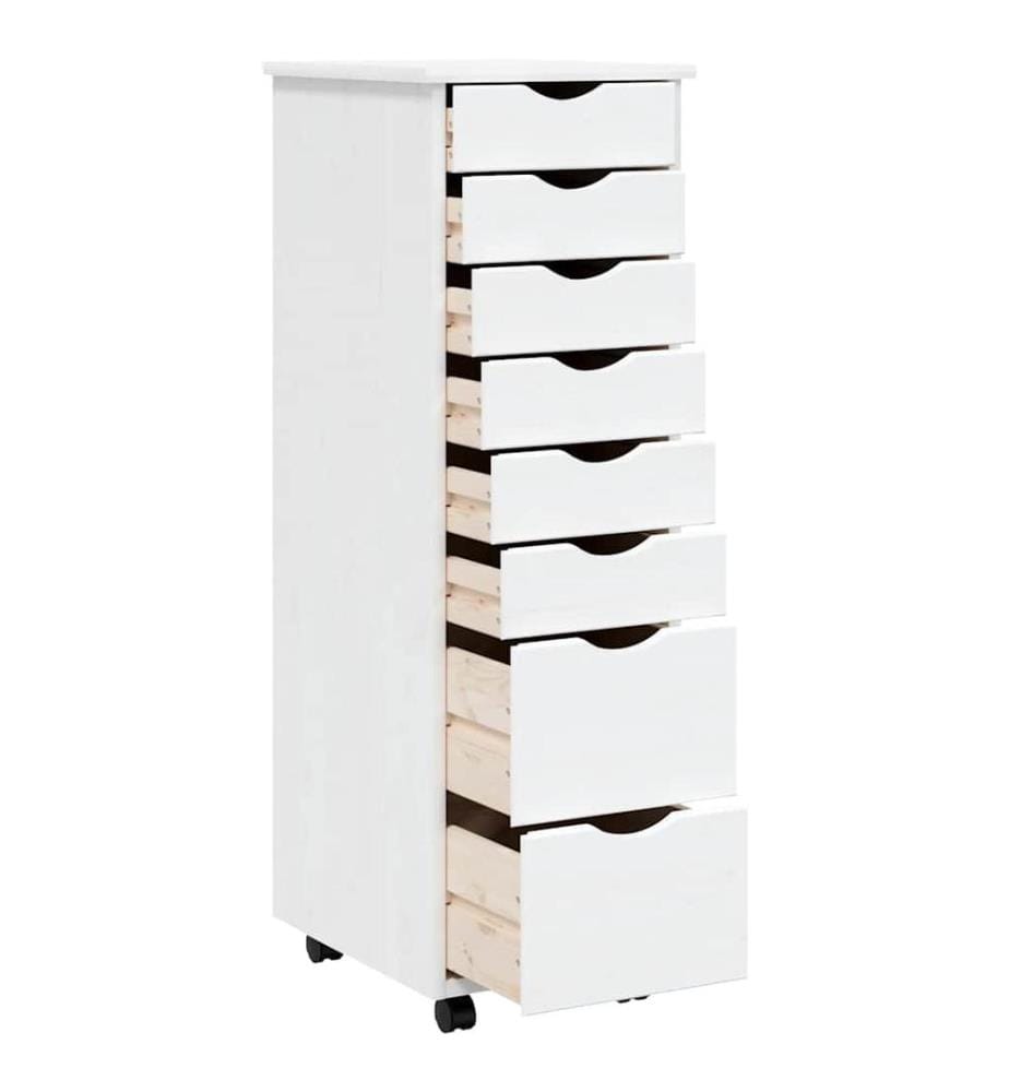 Rollschrank mit Schubladen MOSS Weiss Massivholz Kiefer