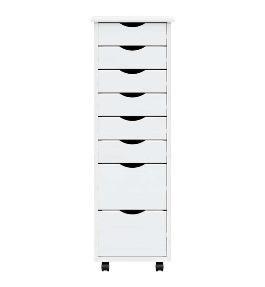 Rollschrank mit Schubladen MOSS Weiss Massivholz Kiefer