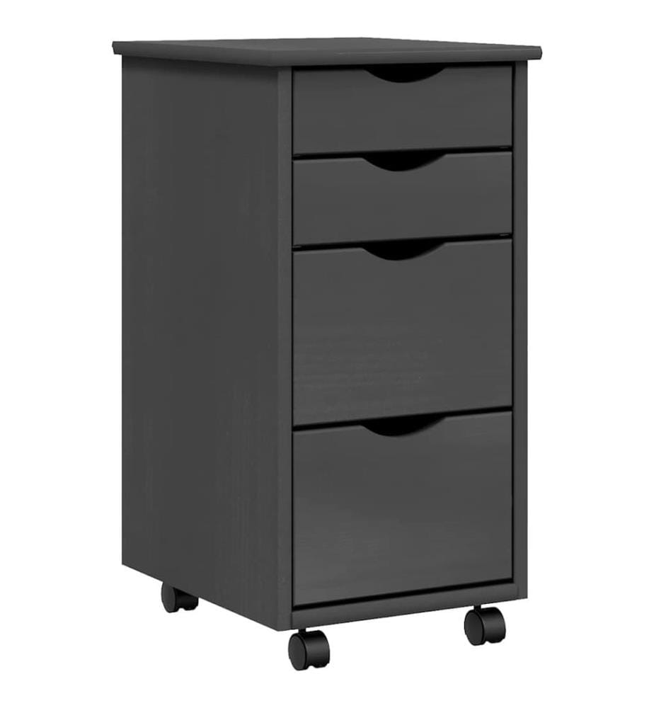 Rollschrank mit Schubladen MOSS Grau Massivholz Kiefer
