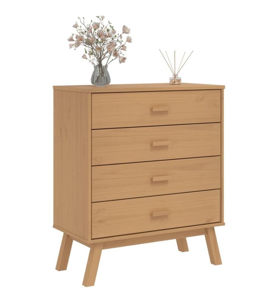 Schubladenschrank OLDEN Braun Massivholz Kiefer