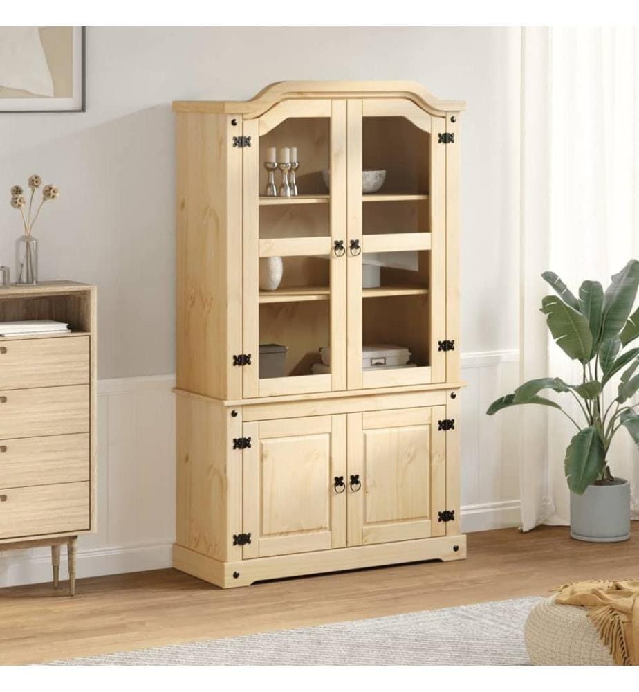 Vitrine en verre Corona 103,5x42x180 cm bois de pin massif