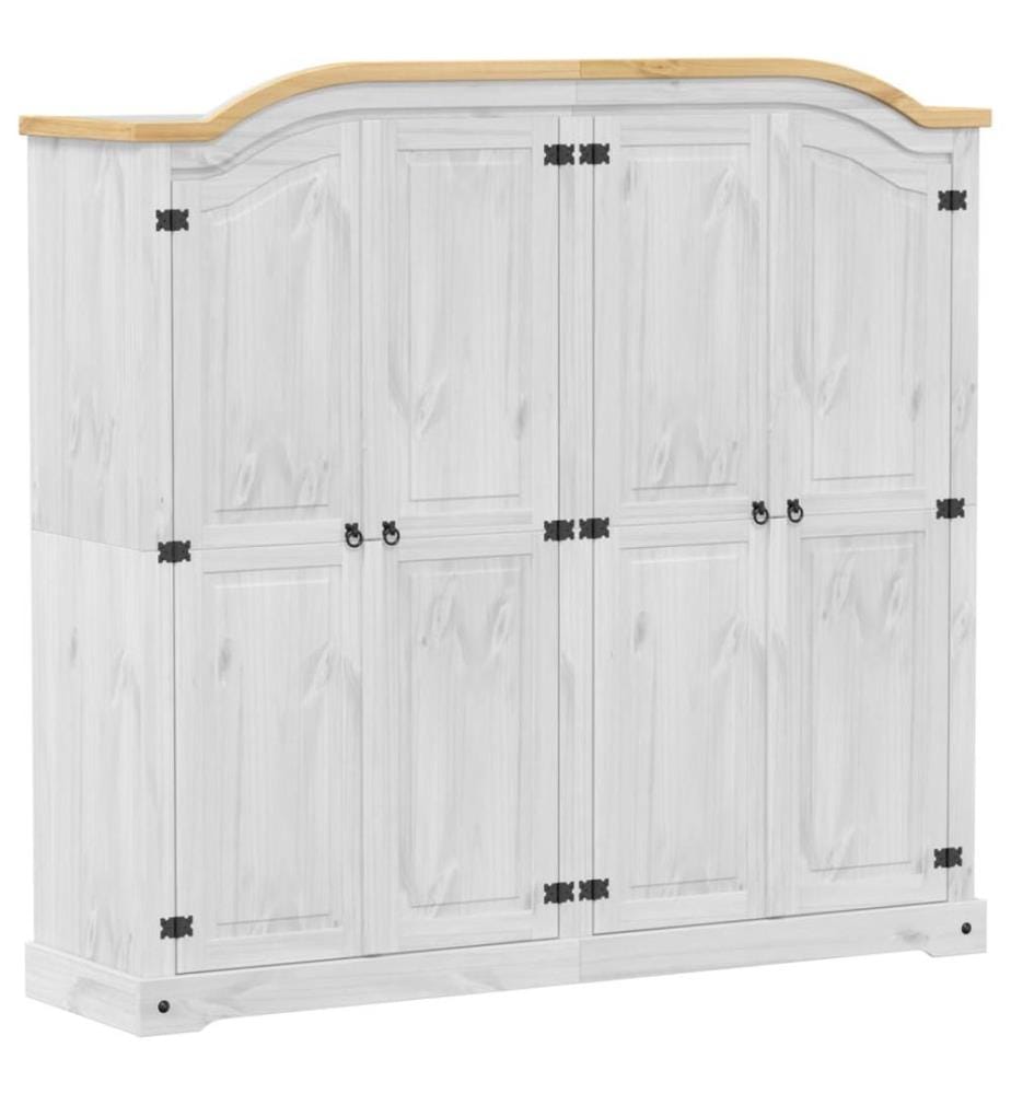Kleiderschrank Corona Weiss 194x52x186 cm Massivholz Kiefer