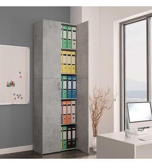 Büroschrank Betongrau 60x32x190 cm Holzwerkstoff