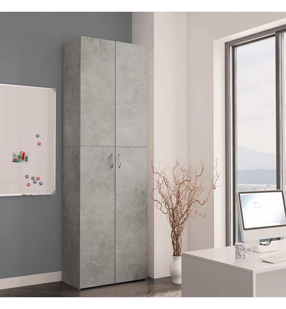 Büroschrank Betongrau 60x32x190 cm Holzwerkstoff