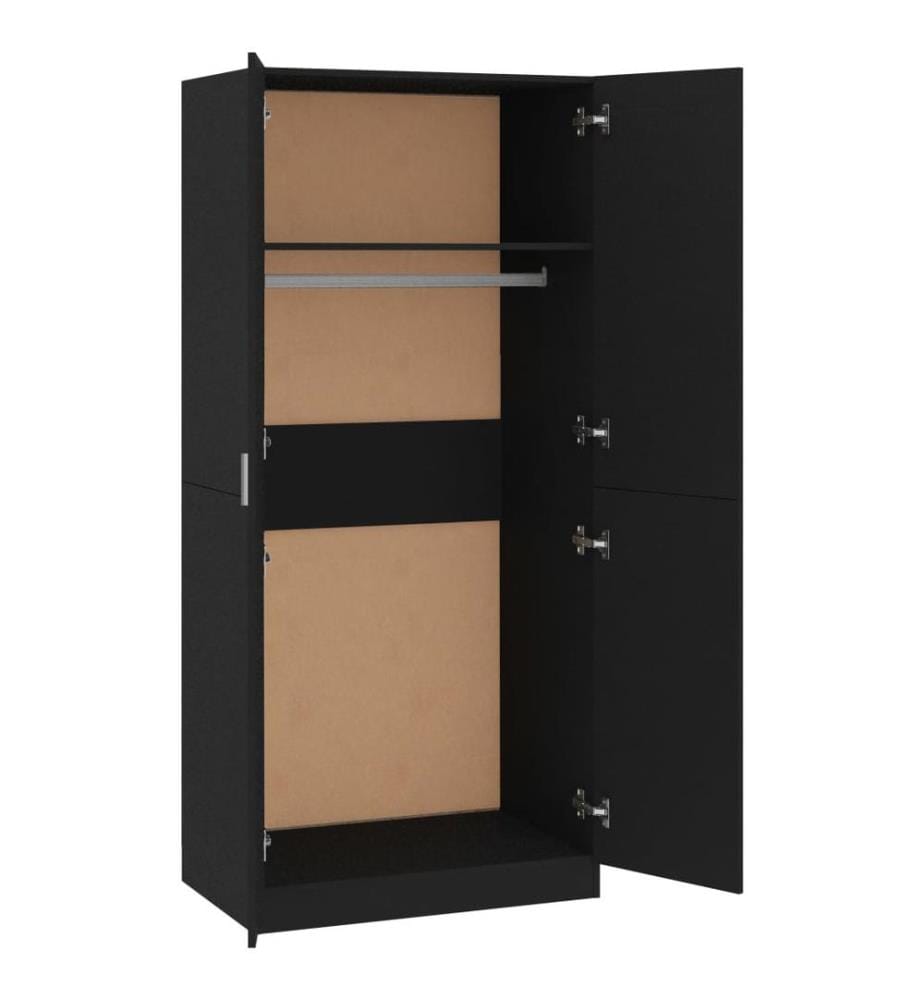 Garde-robe Noir 80x52x180 cm Bois d'ingénierie