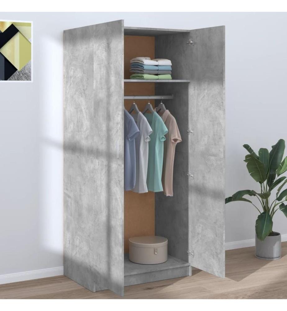 Garde-robe Gris béton 80x52x180 cm Bois d'ingénierie
