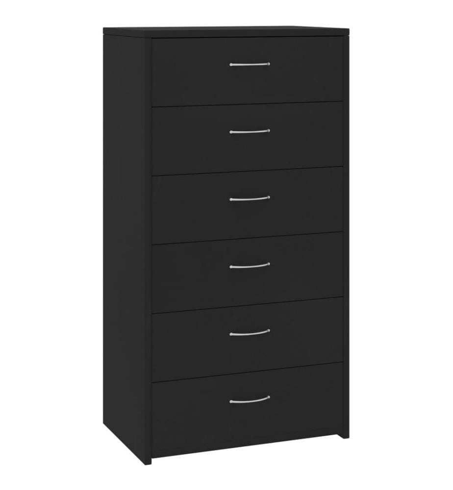 Buffet avec 6 tiroirs Noir 50x34x96 cm Bois d'ingénierie