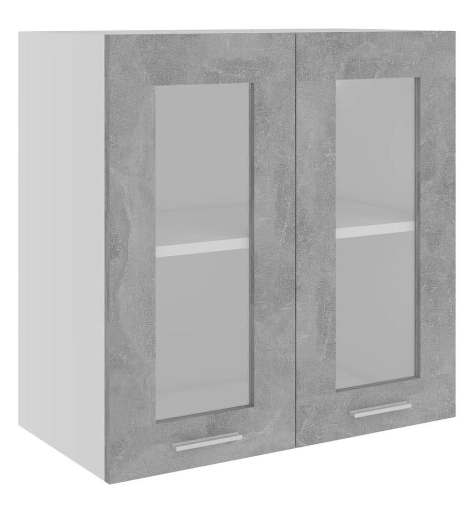Vitrine suspendue "Lyon" Gris béton 60 x 31 x 60 cm Bois d'ingénierie