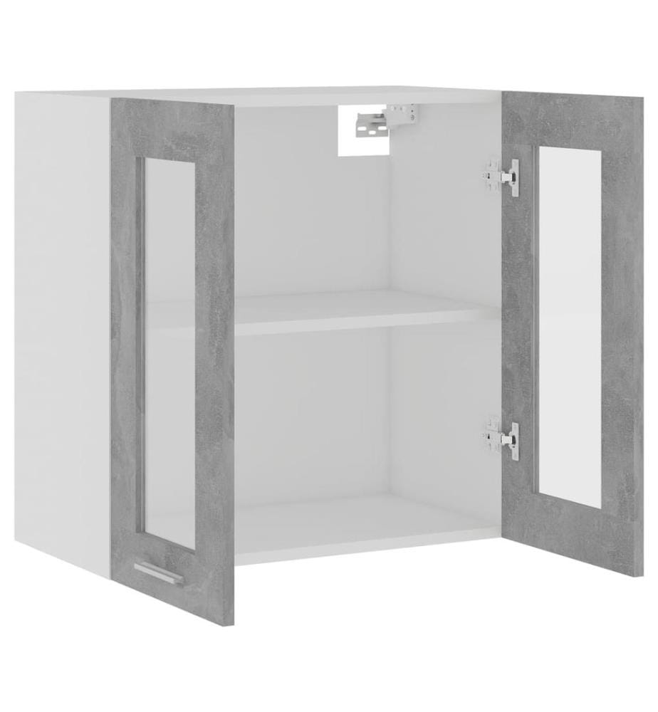 Vitrine suspendue "Lyon" Gris béton 60 x 31 x 60 cm Bois d'ingénierie