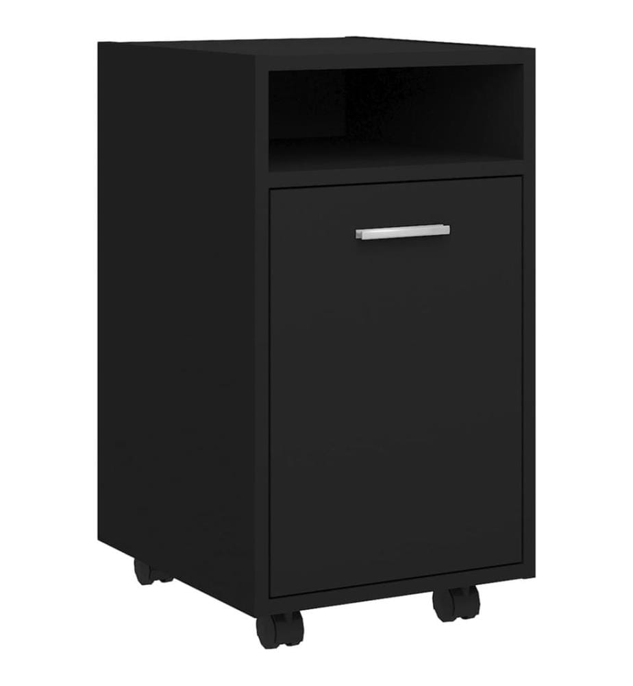 Armoire latérale avec roues Noir 33x38x60 cm Bois d'ingénierie