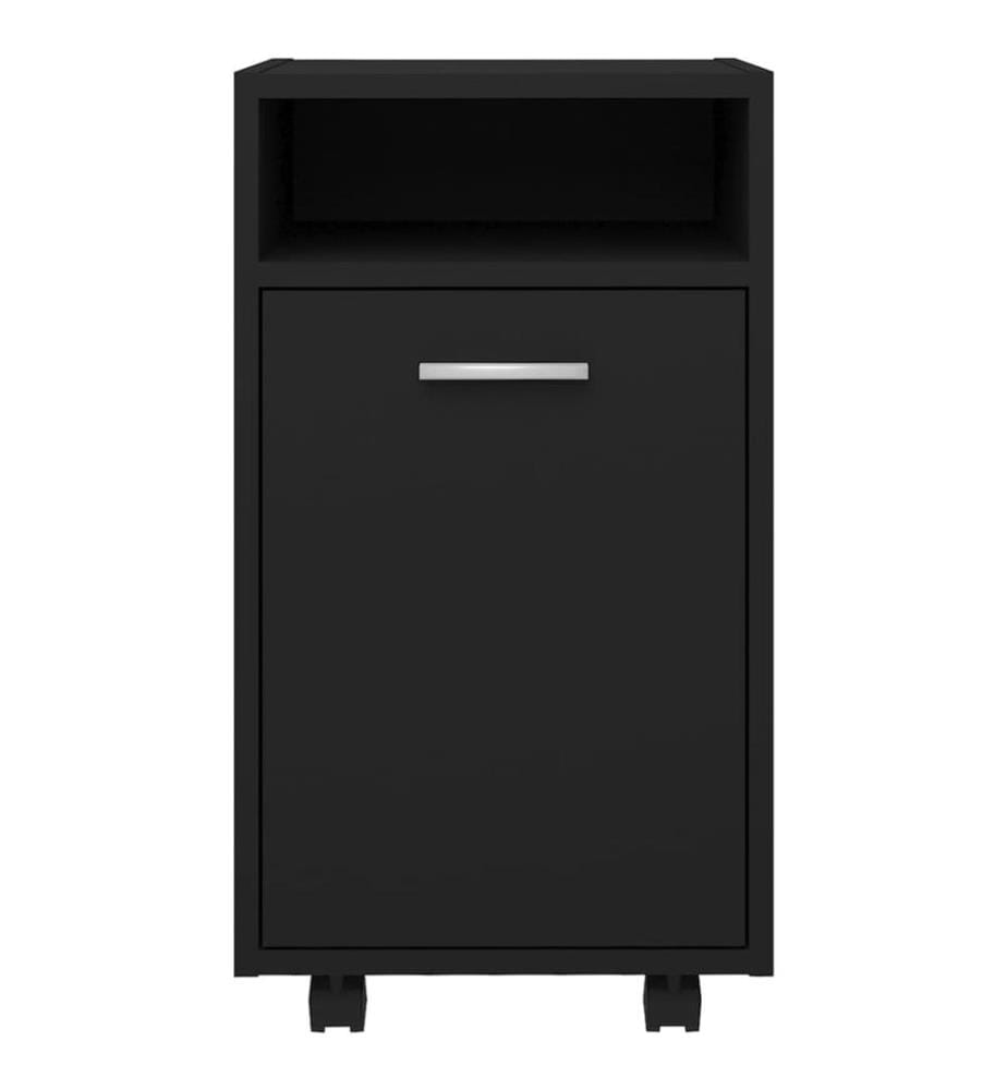 Armoire latérale avec roues Noir 33x38x60 cm Bois d'ingénierie