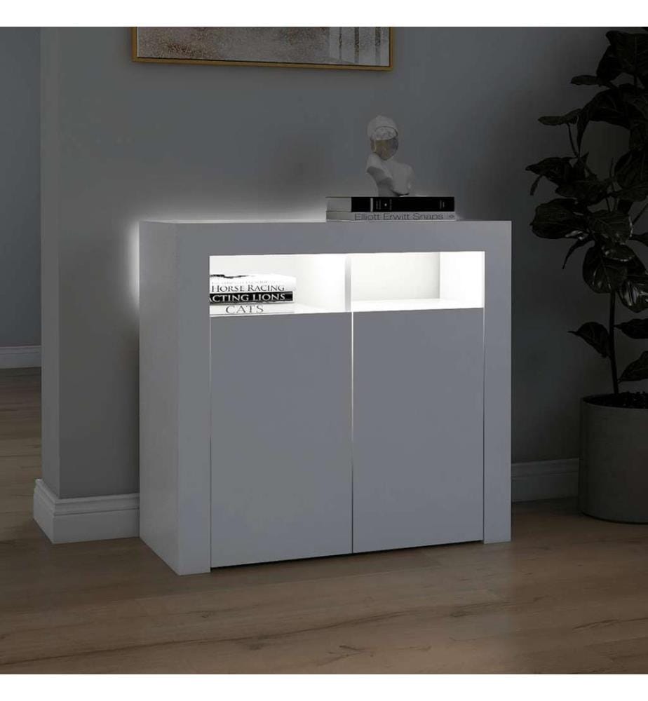 Buffet avec lumières LED Blanc 80x35x75 cm