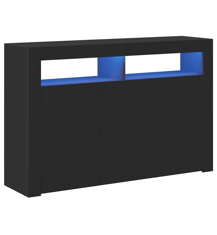 Buffet avec lumières LED noir 115,5x30x75 cm