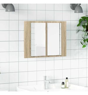 LED-Bad-Spiegelschrank Sonoma-Eiche 60x12x45 cm Acryl