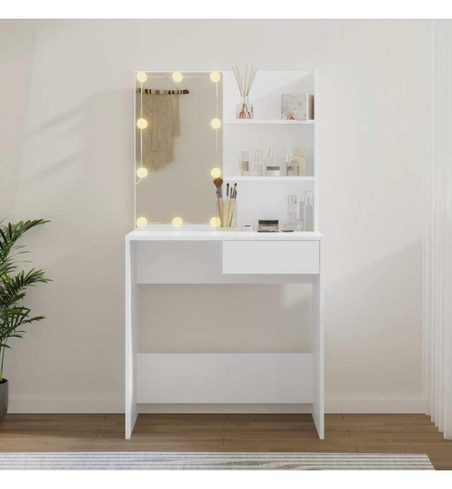 Coiffeuse avec LED Blanc 74,5x40x141 cm