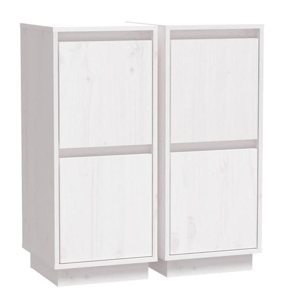 Sideboards 2 Stk. Weiss 31,5x34x75 cm Massivholz Kiefer