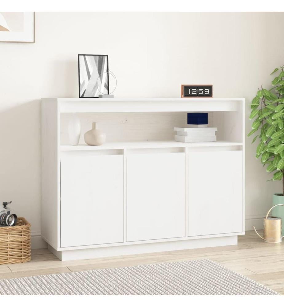 Sideboard Weiss 104,5x34x80 cm Massivholz Kiefer