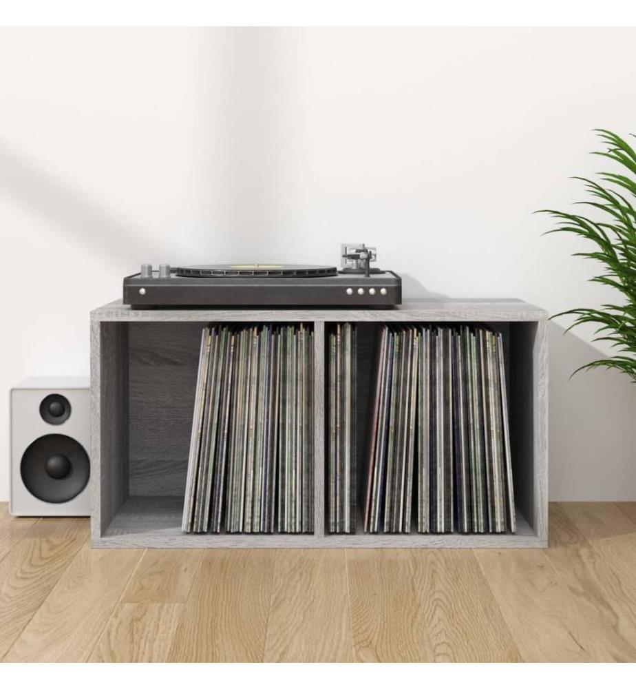 Schallplatten-Box Grau Sonoma 71x34x36cm Holzwerkstoff