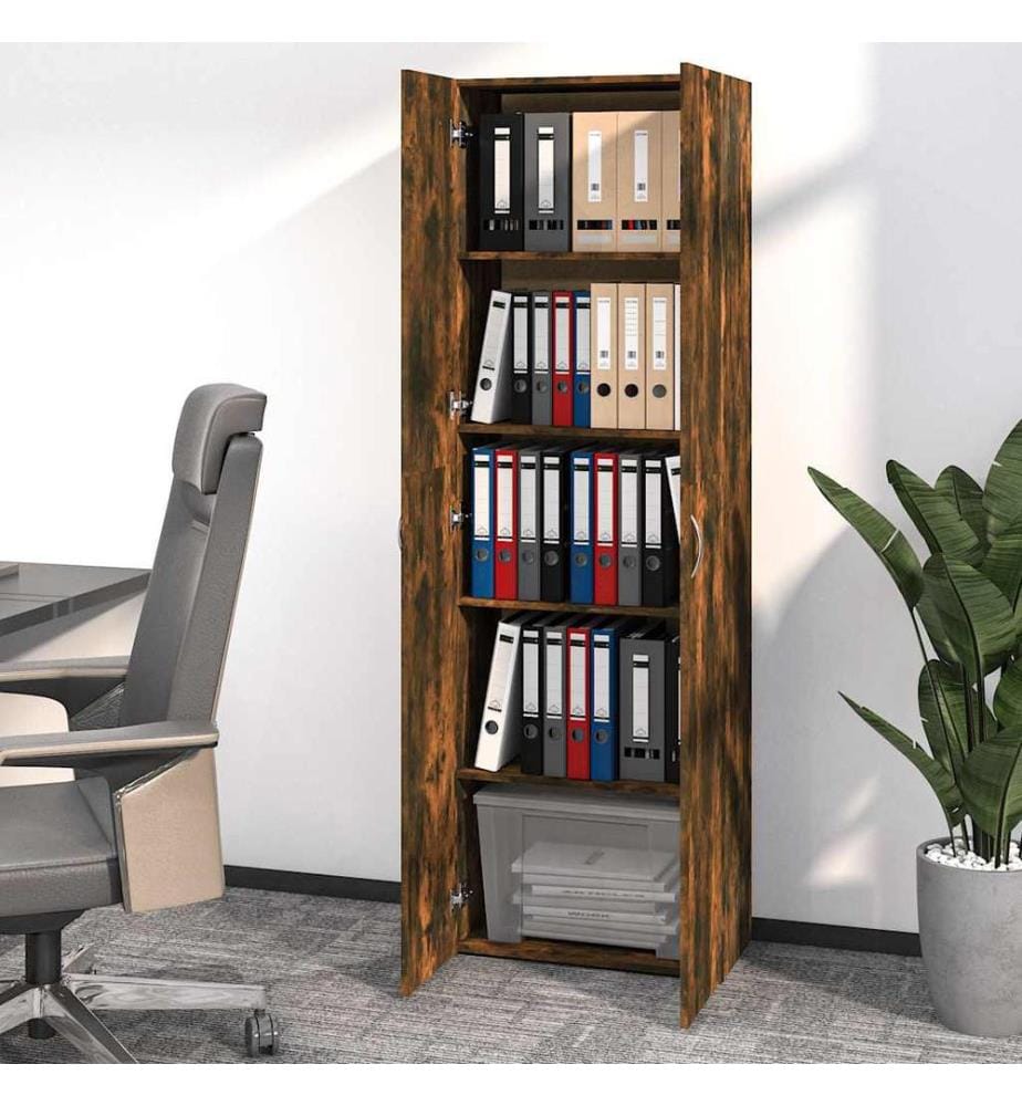 Armoire de bureau Chêne fumé 60x32x190 cm Bois d'ingénierie