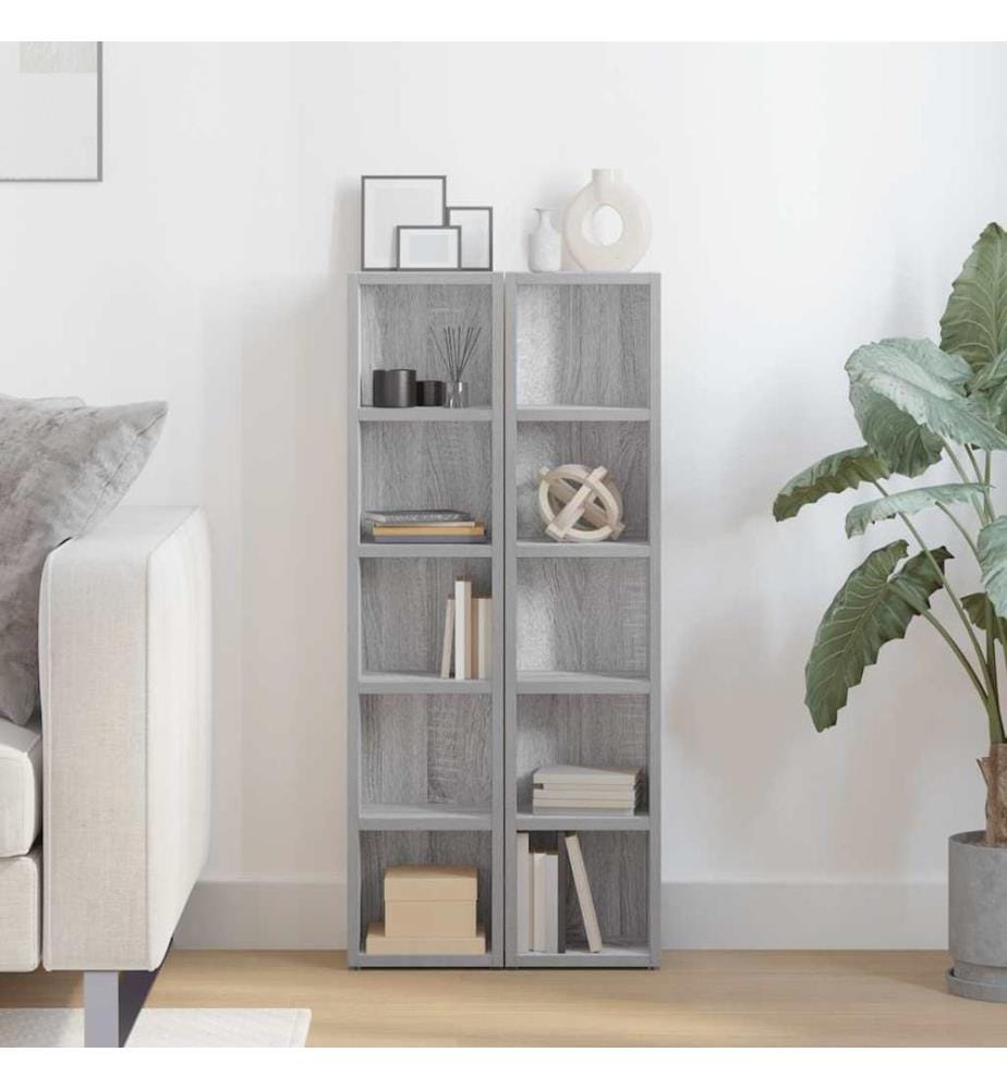 CD-Regale 2 Stk. Grau Sonoma 21x16x93,5 cm Holzwerkstoff