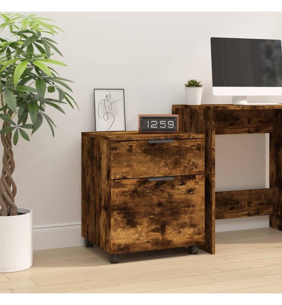 Mobiler Aktenschrank mit Rollen Räuchereiche 45x38x54 cm