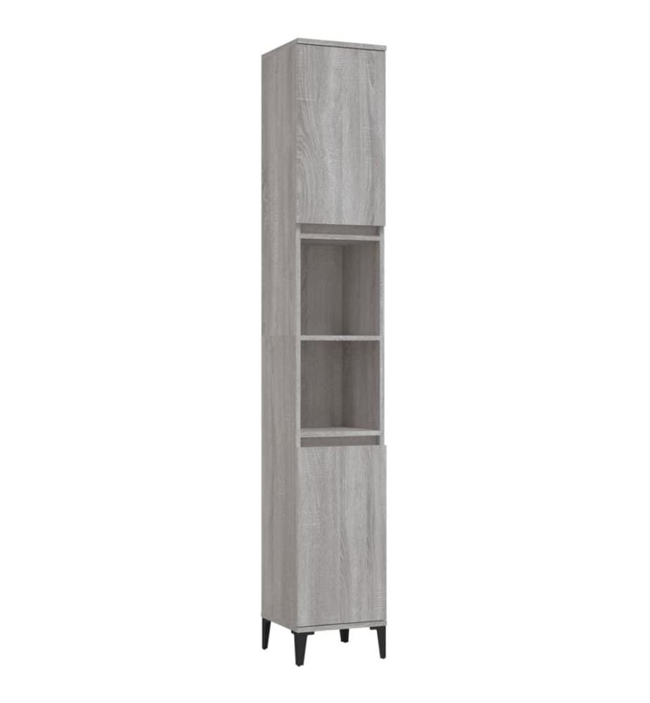 Badschrank Grau Sonoma 30x30x190 cm Holzwerkstoff