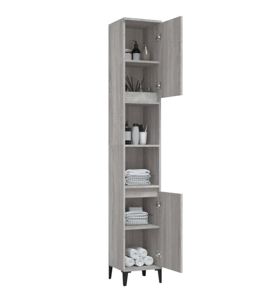 Badschrank Grau Sonoma 30x30x190 cm Holzwerkstoff