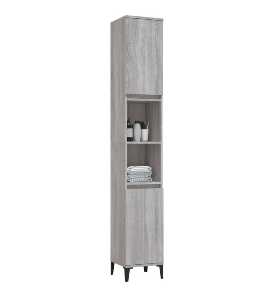 Badschrank Grau Sonoma 30x30x190 cm Holzwerkstoff