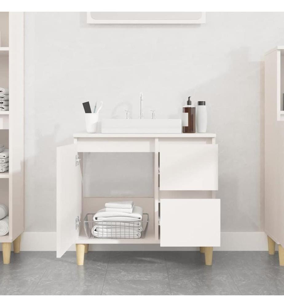 Badschrank Weiss 65x33x60 cm Holzwerkstoff
