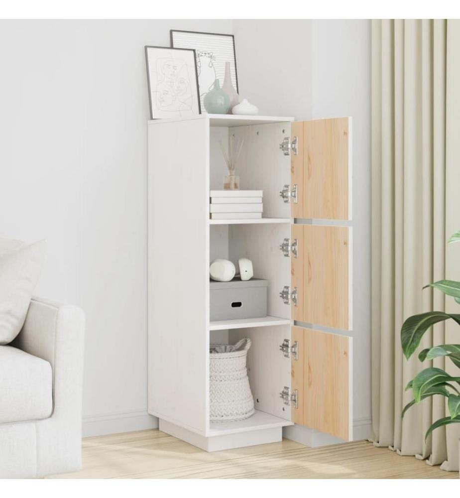 Buffet haut Blanc 34x40x108,5 cm Bois massif de pin