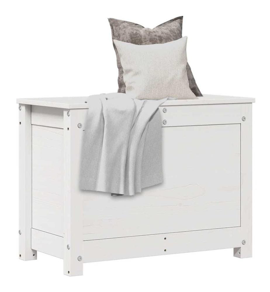 Truhe Weiss 60x32x45,5 cm Massivholz Kiefer