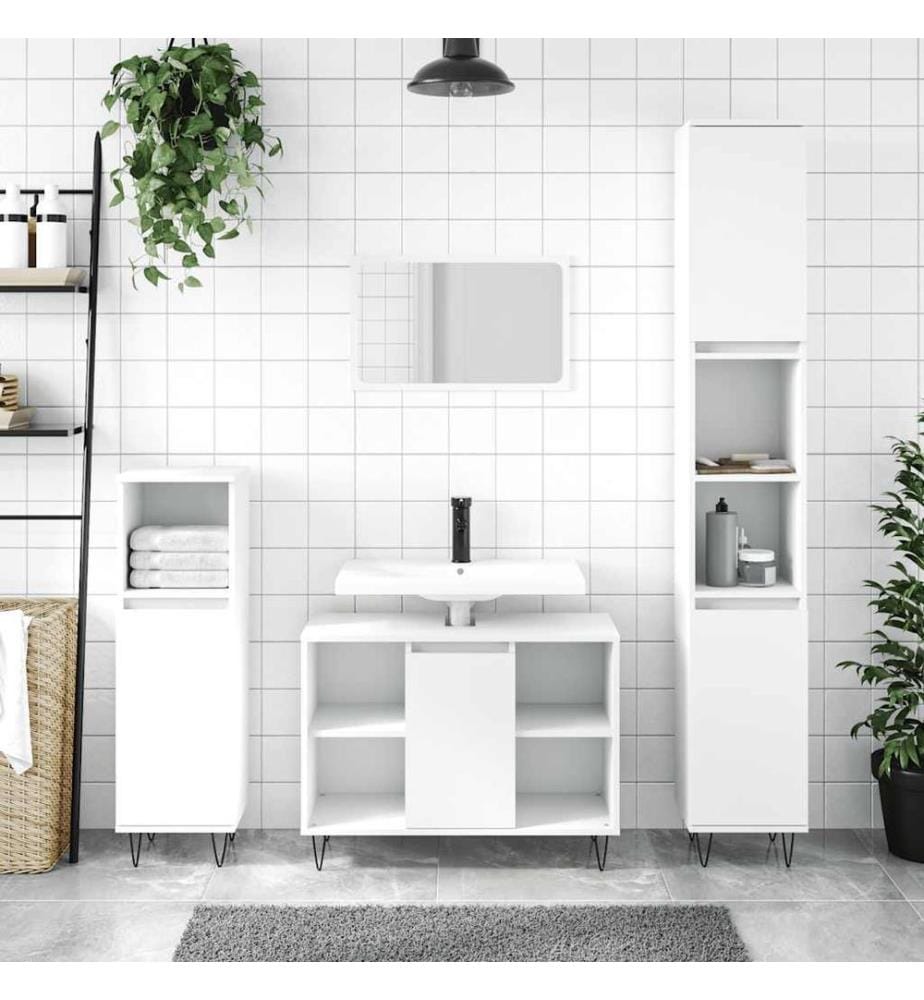 Badschrank Weiss 80x33x60 cm Holzwerkstoff