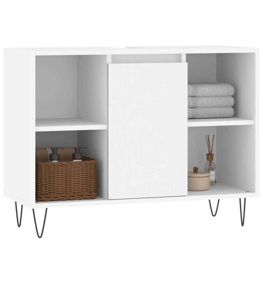 Badschrank Weiss 80x33x60 cm Holzwerkstoff