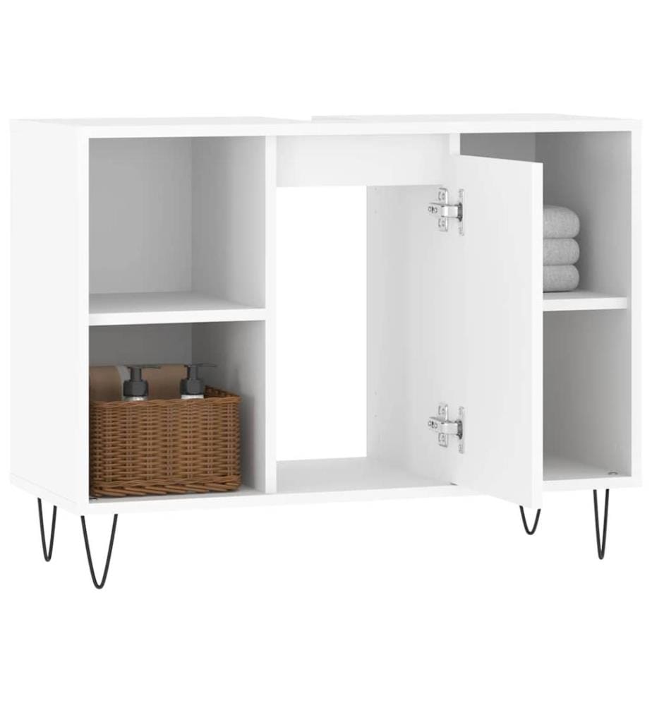 Badschrank Weiss 80x33x60 cm Holzwerkstoff