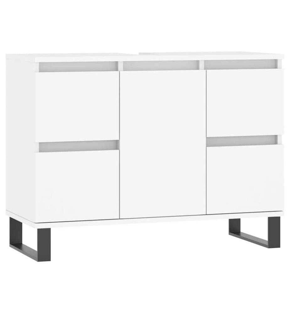 Badschrank Weiss 80x33x60 cm Holzwerkstoff