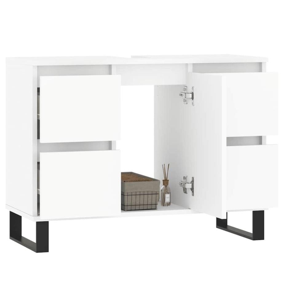 Badschrank Weiss 80x33x60 cm Holzwerkstoff