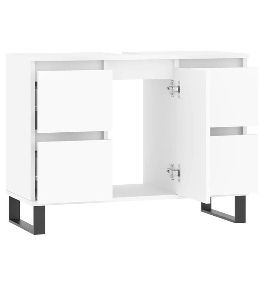 Badschrank Weiss 80x33x60 cm Holzwerkstoff