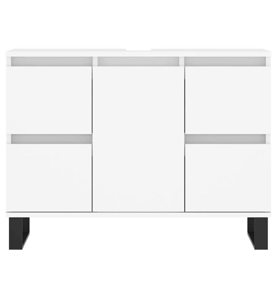 Badschrank Weiss 80x33x60 cm Holzwerkstoff