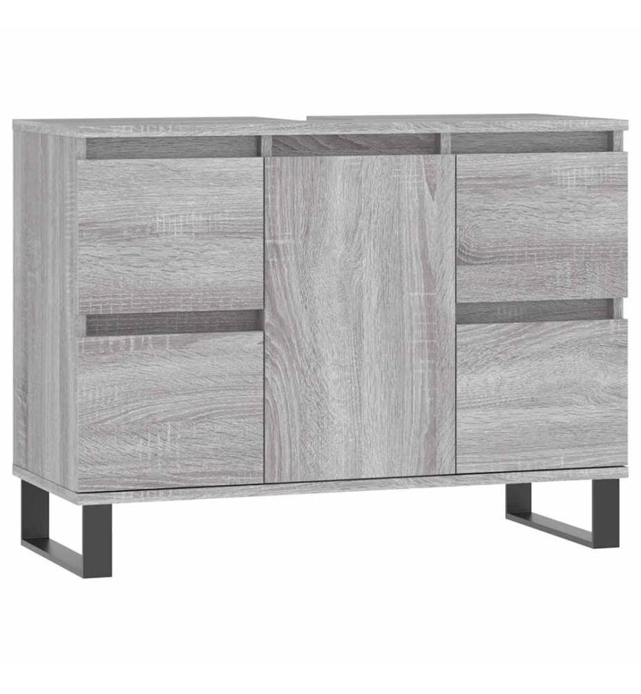Badschrank Grau Sonoma 80x33x60 cm Holzwerkstoff