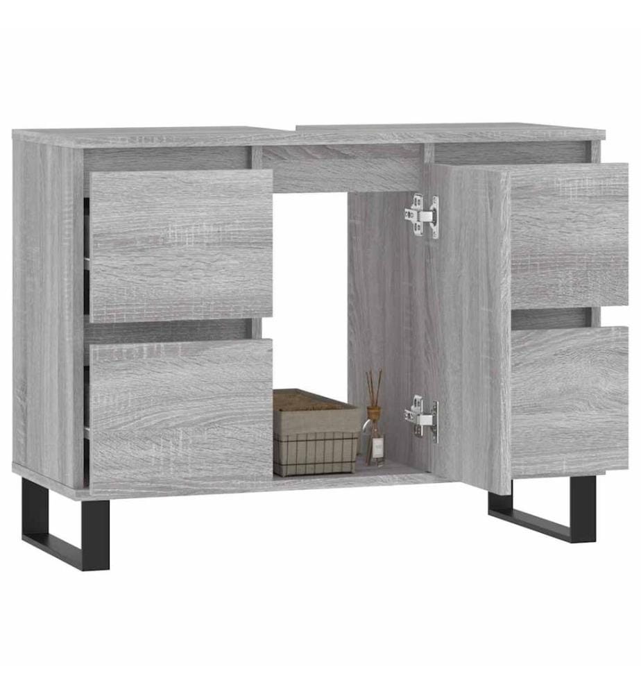 Badschrank Grau Sonoma 80x33x60 cm Holzwerkstoff