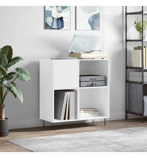 Plattenschrank Weiss 84,5x38x89 cm Holzwerkstoff